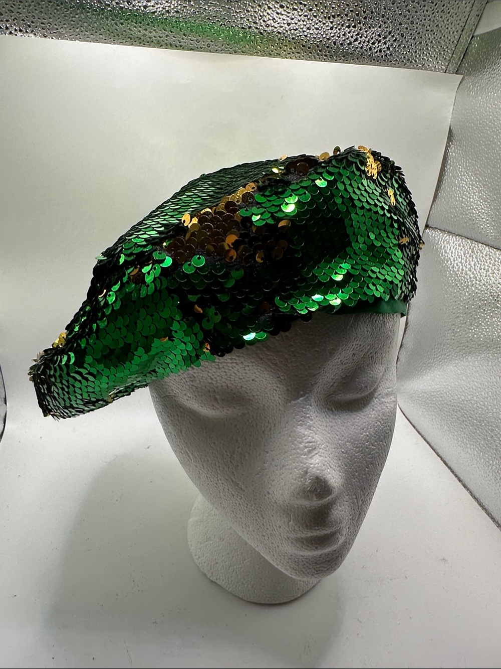 Green Sequin Beret Hat